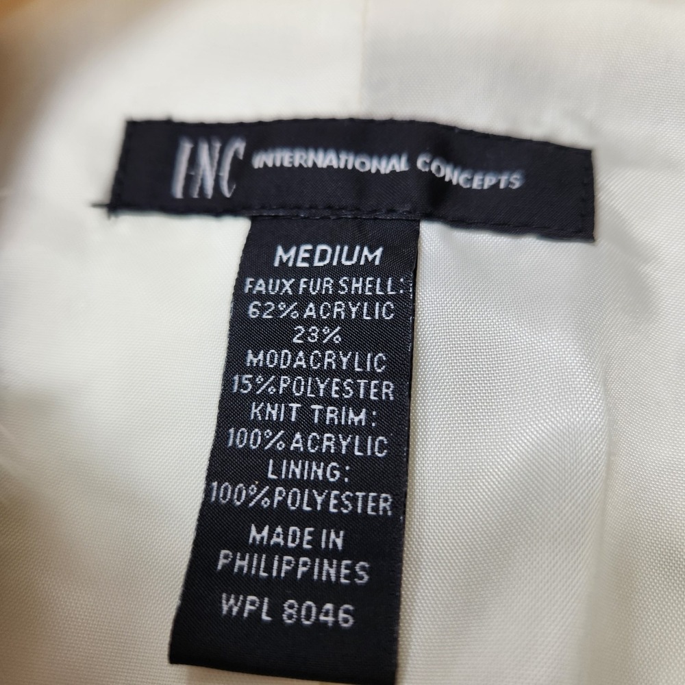 Vintage I.N.C. International Concepts Womens Medium White Faux Fur Glam Feminine - Picture 10 of 10